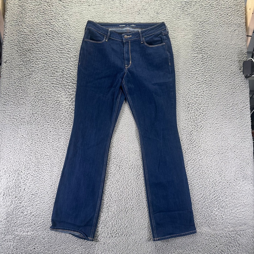 Old Navy Wow Jeans Womens 12 Blue Cotton Denim Bootcut Leg Dark Wash Stretch